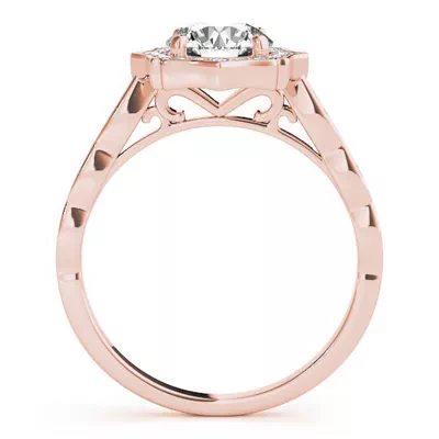 Ella Scalloped Diamond Halo Engagement Ring