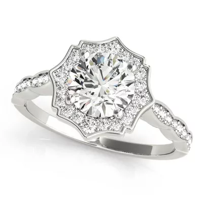 Ella Scalloped Diamond Halo Engagement Ring