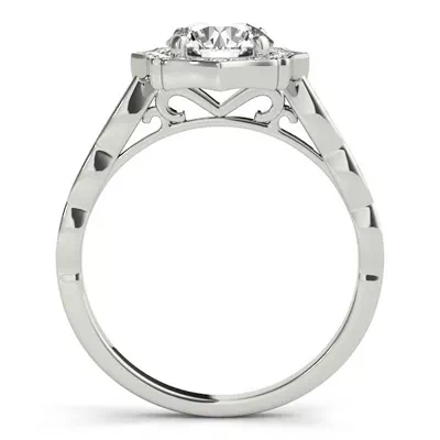 Ella Scalloped Diamond Halo Engagement Ring