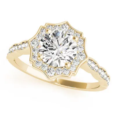 Ella Scalloped Diamond Halo Engagement Ring