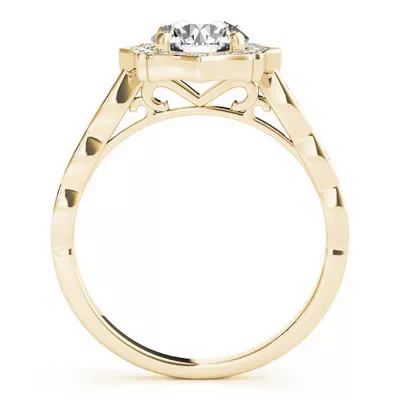 Ella Scalloped Diamond Halo Engagement Ring