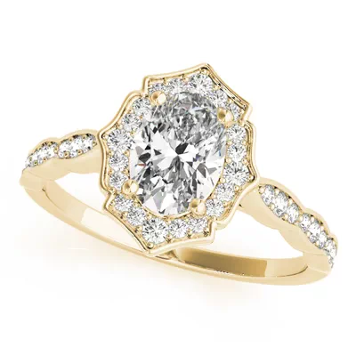Hannah Scalloped Diamond Halo Engagement Ring