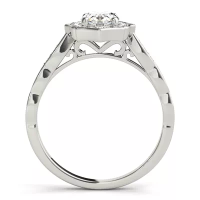Hannah Scalloped Diamond Halo Engagement Ring