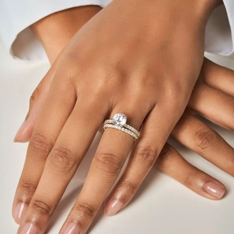 14K Yellow Gold Hazel Classic Pavé Diamond Engagement Ring