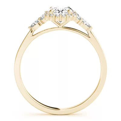 Isabell Halo Engagement Ring With Pear Shape Side Diamonds