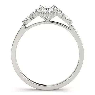 Isabell Halo Engagement Ring With Pear Shape Side Diamonds