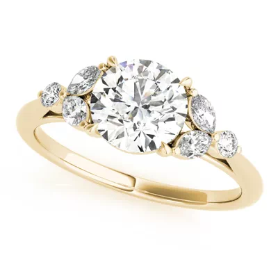 Olive Marquise And Round Diamond Cluster Engagement Ring