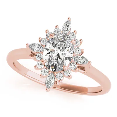 Rose Oval Halo Engagement Ring