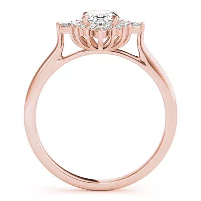 Rose Oval Halo Engagement Ring