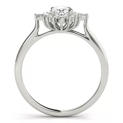 Rose Oval Halo Engagement Ring