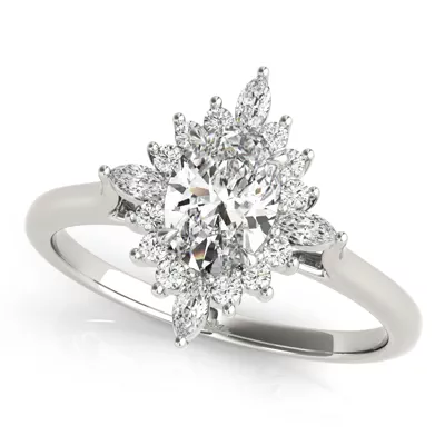 Rose Oval Halo Engagement Ring