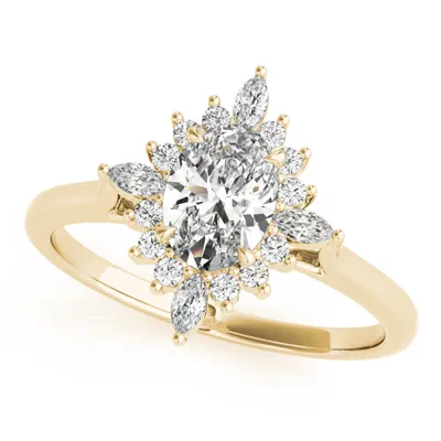 Rose Oval Halo Engagement Ring