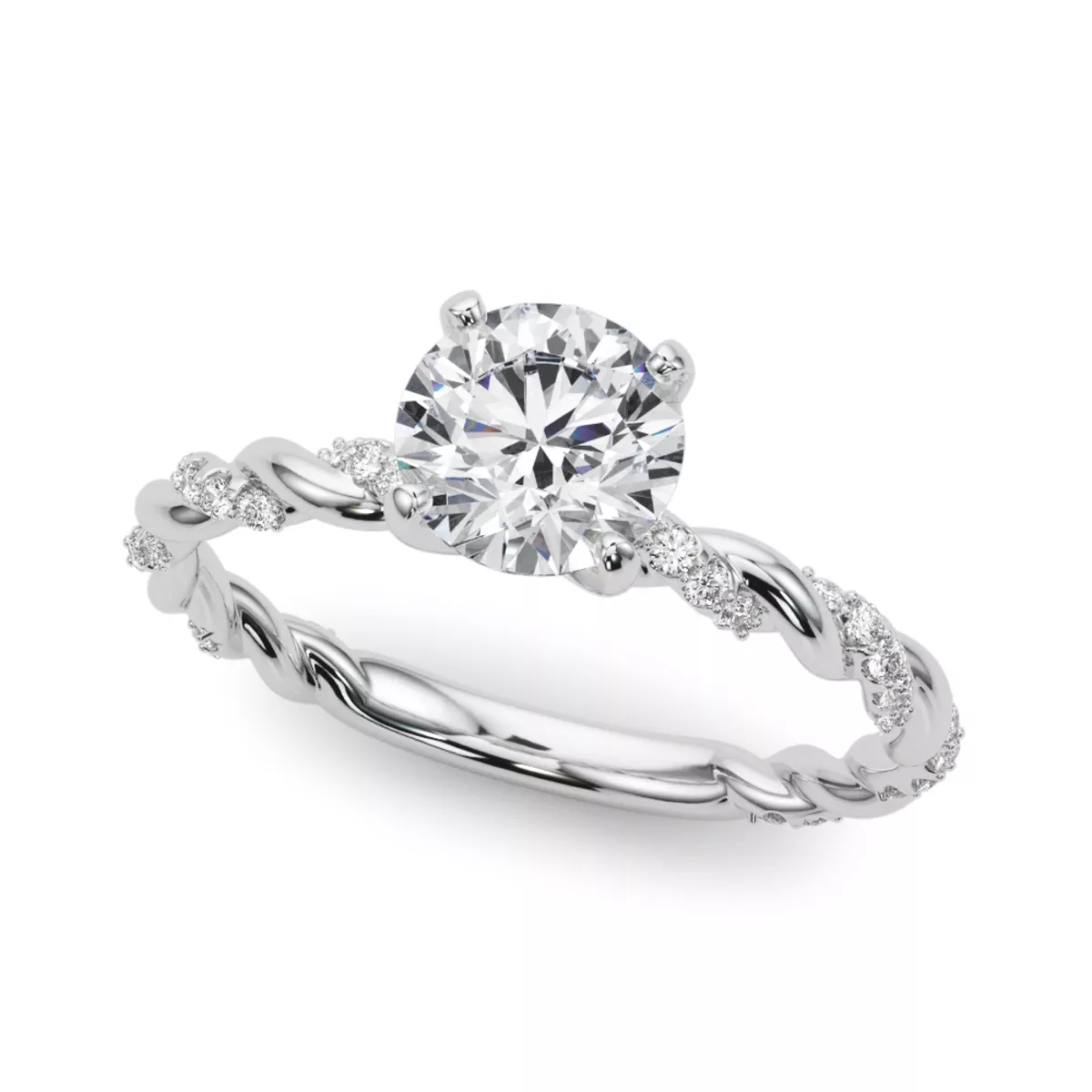 Freya Diamond Twist Engagement Ring - 14K White Gold