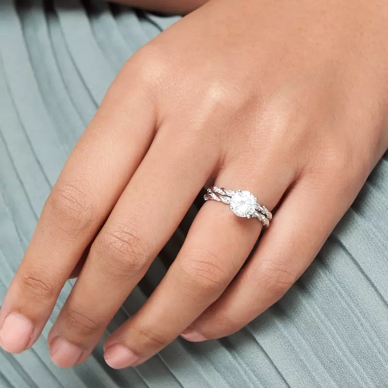 14K White Gold Freya Diamond Twist Engagement Ring