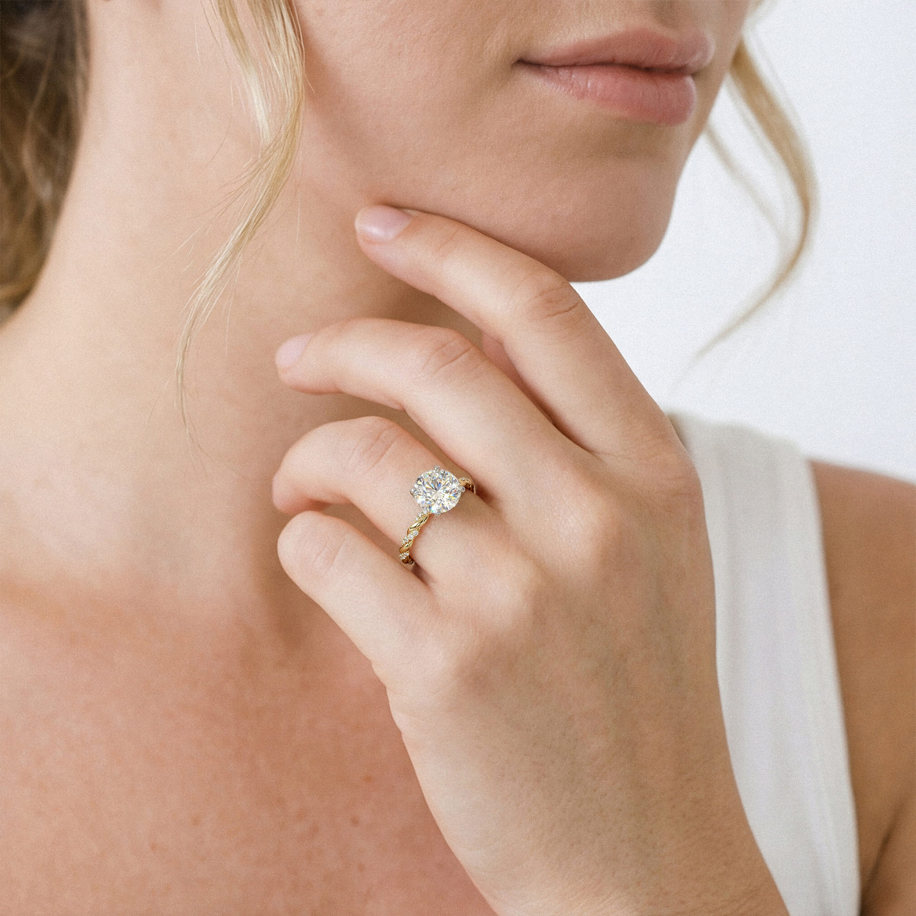Freya Diamond Twist Engagement Ring - 14K White Gold