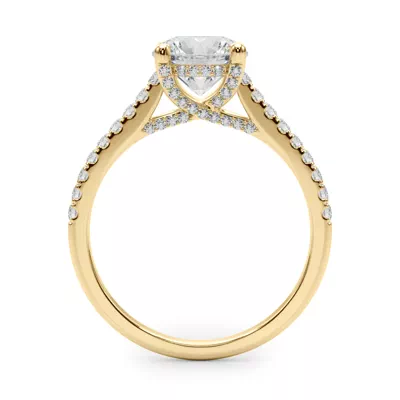 Kendi Trellis Style Pave Diamond Engagement Ring