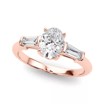 Brisbane Three-Stone Oval & Baguette Engagement Ring