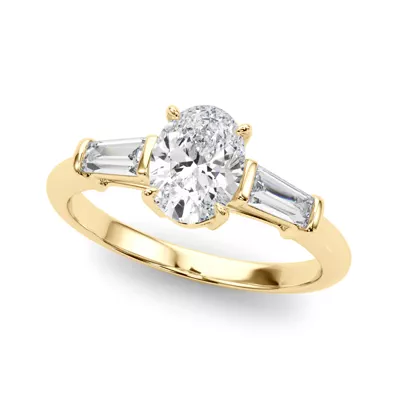 Brisbane Three-Stone Oval & Baguette Engagement Ring