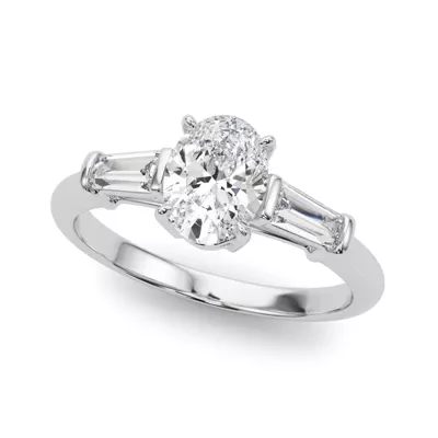 Brisbane Three-Stone Oval & Baguette Engagement Ring