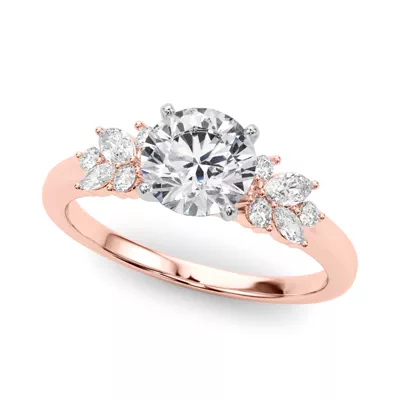 Starlette Marquise And Round Diamond Cluster Engagement Ring