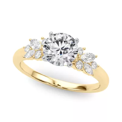 Starlette Marquise And Round Diamond Cluster Engagement Ring