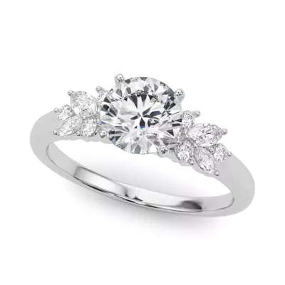 Starlette Marquise And Round Diamond Cluster Engagement Ring