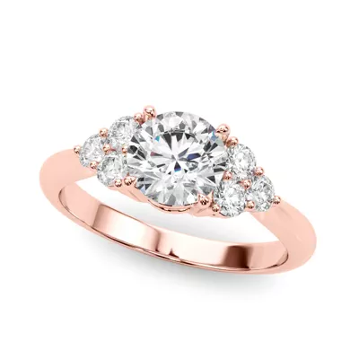 Edula Round Brilliant Engagement Ring With Diamond Clusters