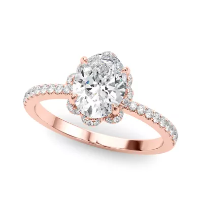 Mele Oval Diamond Pave Engagement Ring With Tulip Setting