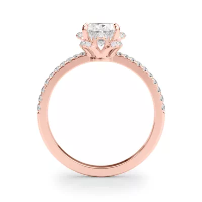 Mele Oval Diamond Pave Engagement Ring With Tulip Setting