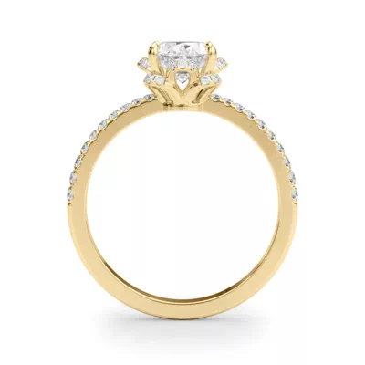Mele Oval Diamond Pave Engagement Ring With Tulip Setting