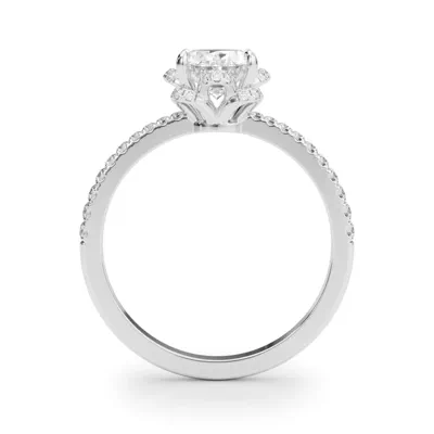 Mele Oval Diamond Pave Engagement Ring With Tulip Setting