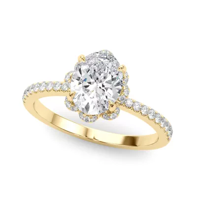Mele Oval Diamond Pave Engagement Ring With Tulip Setting