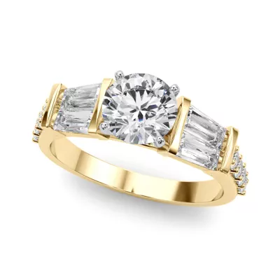 Diamoria Baguette And Pave Diamond Engagement Ring