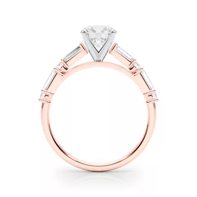 Amberine Baguette And Round Diamond Engagement Ring