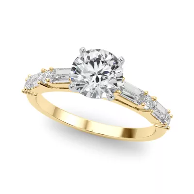 Amberine Baguette And Round Diamond Engagement Ring