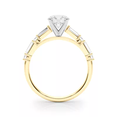 Amberine Baguette And Round Diamond Engagement Ring