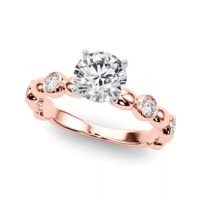 Larimarni Prong Set Diamond Station Engagement Ring