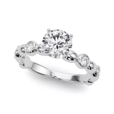 Larimarni Prong Set Diamond Station Engagement Ring