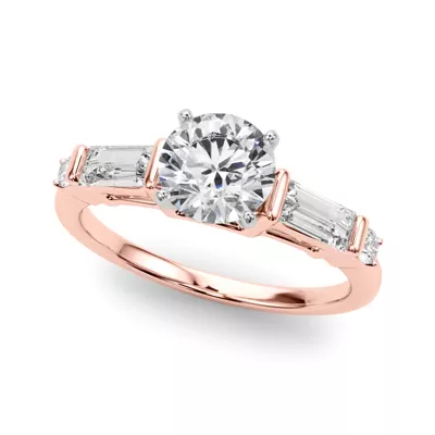 Ioliten Baguette And Round Diamond Engagement Ring