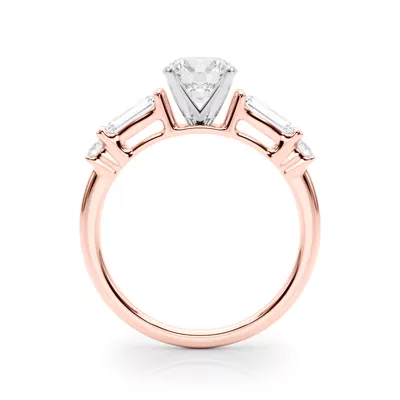 Ioliten Baguette And Round Diamond Engagement Ring
