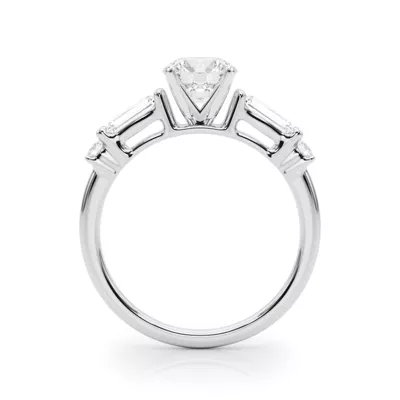 Ioliten Baguette And Round Diamond Engagement Ring