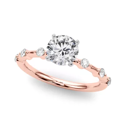 Gemaris Prong Set Diamond Station Engagement Ring