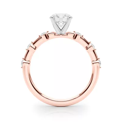 Gemaris Prong Set Diamond Station Engagement Ring