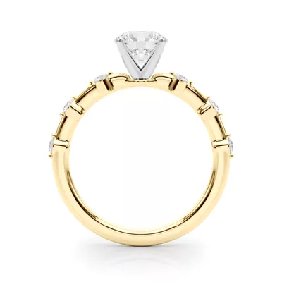 Gemaris Prong Set Diamond Station Engagement Ring