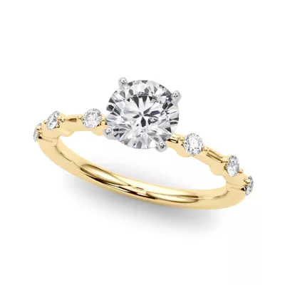 Gemaris Prong Set Diamond Station Engagement Ring