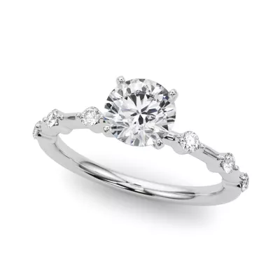 Gemaris Prong Set Diamond Station Engagement Ring