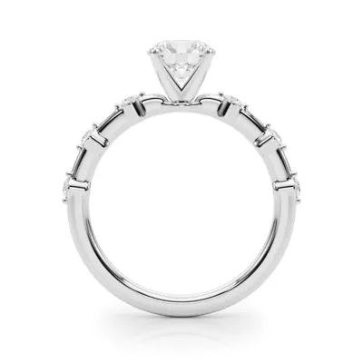 Gemaris Prong Set Diamond Station Engagement Ring