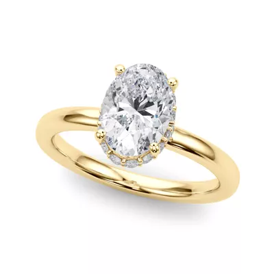 Cerise Hidden Halo Oval Engagement Ring