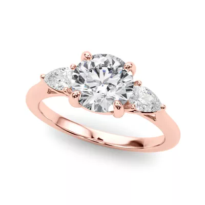 Daphne Pear Three-Stone Diamond Engagement Ring