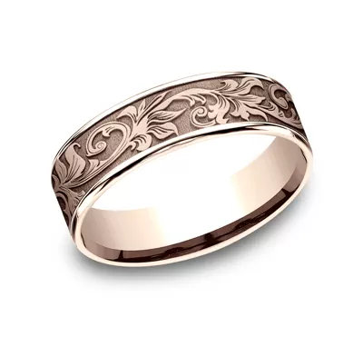 Imperium Floral Scroll Comfort-Fit Band (6.5mm)
